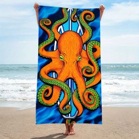 1pc Orange Octopus Beach Towels; Microfiber Oversized Beach Blanket; Super Absorbent Bath Towel; For Travel Swim Pool Diving Fitness Surfing Yoga