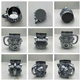 Cool 3D V8 Engine Design Mug - Unique Mechanical Style Cup for Car Enthusiasts