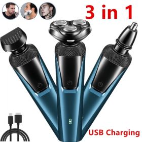 Electric Beard Nose Ear Trimmer Mens Shaver Razor Waterproof Pop-Up Wet Dry Cordless (Option: Blue)