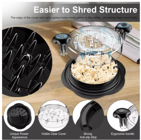 Large Chicken Shredder Tool Twist Meat Shredding Grinder Handles Non-Slip No BPA (Option: Black)