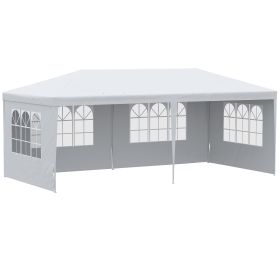 Large 20' x 10' Gazebo Canopy Party Tent with 4 Removable Window Side Walls, Outdoor Events - White (Option: White-1150x210x250 mm)