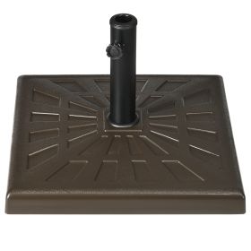 42lbs Resin Patio Umbrella Base, 20" Square Outdoor Umbrella Stand Holder for Parasol Poles 1.26", 1.5", and 1.9" Dia, Brown (Option: Brown-690x610x110 mm)