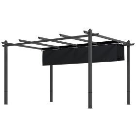 10' x 13' Retractable Pergola Canopy, Aluminum Pergola Sun Shade Shelter for Garden, Patio, Backyard, Deck, Gray (Option: Gray-1830x380x170 mm)