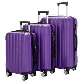 Vertical 3-in-1 Spinner Wheel With Handle Trolley Case 20in 24in 28in ABS Aluminum Alloy Trolley Classic Color - Purple (Color: Purple)