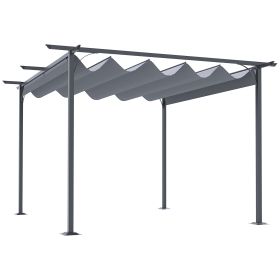 11.5' x 11.5' Outdoor Retractable Pergola Canopy, Metal Patio Shade Shelter for Backyard, Porch Party, Garden, Grill Gazebo, Gray (Option: Gray-2330x310x170 mm)