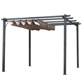 10' x 10' Aluminum Patio Pergola with Retractable Pergola Canopy, Backyard Shade Shelter for Porch, Outdoor Party, Garden, Grill Gazebo, Charcoa (Option: Charcoal Gray-1700x415x180 mm)