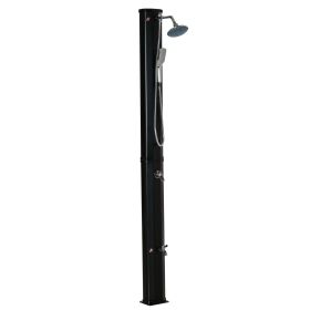 7' Outdoor Solar Heated Shower with 360 Rotating Rainfall & Handheld Shower Head, Foot Shower Faucet, Temperature and Pressure Adjustable, Holds (Option: Black-1135x210x380 mm)