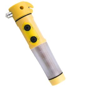 Red&Yellow Multi-functional Car Safety Hammer With Flashlight (Color: Yellow1)