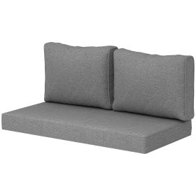 2 Seat Patio Furniture Cushions, 46x26x5 in, Thick Outdoor Loveseat Cushion Set with Removable Cover, Fade-Resistant Replacement Cushions for Ou (Option: Gray-500x720x230 mm)