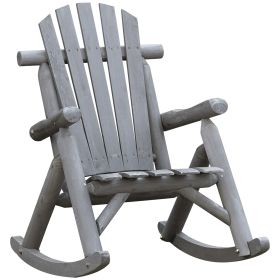 Outdoor Wooden Rocking Chair, Single-Person Adirondack Rocking Patio Chair with Rustic High Back, Slatted Seat and Backrest for Indoor, Backyard (Option: Dark Gray-1030x670x180 mm)