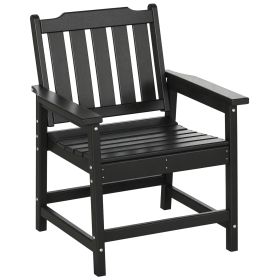 All-Weather Patio Chair, HDPE Patio Dining Chair, Heavy Duty Wood-Like Outdoor Furniture for Garden, Backyard, Deck, Porch, Lawn, Black (Option: Black-650x570x190 mm)