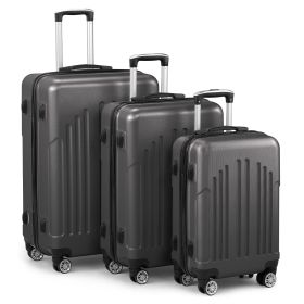 Three In One ABS PC Suitcase 20in 24in 28in Suitcase (Color: Dark grey)