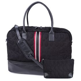 Canvas Weekender Bag, Overnight Travel Carry On Duffel with Shoe Pouch and Toiletry Bag-Black (Option: 80106121)