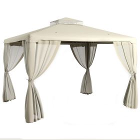 9.6' x 11.6' Patio Gazebo Outdoor Canopy Shelter with 2-Tier Roof and Netting, Steel Frame for Garden, Cream White (Option: Cream White-1980x265x140 mm)