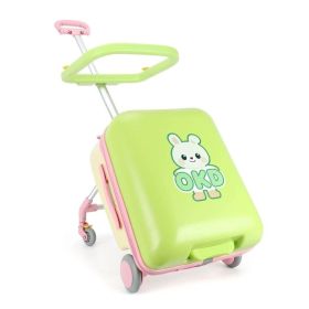 20 Inch Detachable Suitcase, Children's Suitcase, Cycling Luggage, Handcart Luggage, TSA Lock, Universal Wheel Multifunctional Lockable Rolling S (Option: Green)