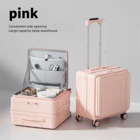 Only Supports Self Pickup Brand New 20 Inch Side Opening Small Luggage Compartment With Cup Holder, USB Port, Multifunctional Luggage, Boarding P (Option: Pink)