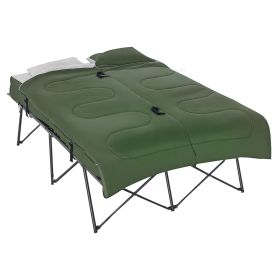 2-Person Folding Camping Cot Portable Outdoor Bed Set with Sleeping Bag, Inflatable Air Mattress, Comfort Pillows and Carry Bag, Soft and Comfor (Option: Green-1030x260x310 mm)