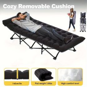 Easy To Fold Portable Recliner Black Comfortable Thick Cushion Suitable For Home Office,NoteThis Pallet Is Shipped By Average Freight (Color: Black)