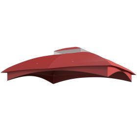 10' x 12' 2-Tier Gazebo Cover, Patio Gazebo Canopy Replacement with Drainage Holes for 84C-210 Series, Wine Red (Option: Wine Red-420x280x100 mm)
