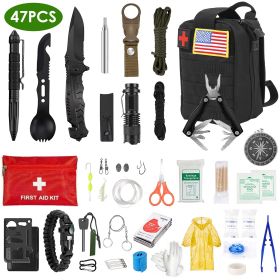 47Pcs Emergency Survival Kit Survival EDC Gear Equipment Tool First Aid Supplies Kit Tools With Pouch For Hiking Hunting Disaster Camping Adventu (Option: Multicolor)