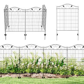 Garden Fence, 4 Pack, 44 in(H) x 12 ft(L) Folding Garden Fence Border, No Dig Ground Stake Metal Fence Panels for Outdoor Patio Yard Landscape (Option: Black-1130x920x60 mm)