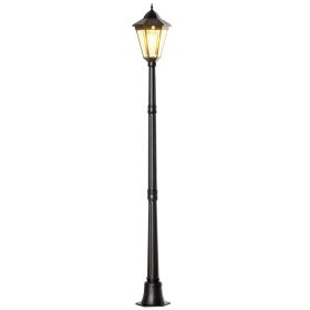76.5" Solar Lamp Post Light, Dusk to Dawn Vintage Style Street Light, Aluminum Solar Powdered Lamp, PIR Motion Sensor for Garden, Lawn, Pathway, (Option: Black-620x380x300 mm)