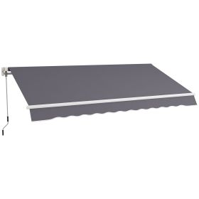 12' x 10' Manual Retractable Awning Outdoor Sunshade Shelter with Adjustable & Versatile Design (Option: Charcoal Gray-1900x280x200 mm)