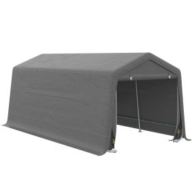 10' x 20' Carport Portable Garage, Heavy Duty Storage Tent, Patio Storage Shelter w/ Anti-UV PE Cover and Double Zipper Doors, for Motorcycle Bi (Option: Gray-2050x260x155 mm)