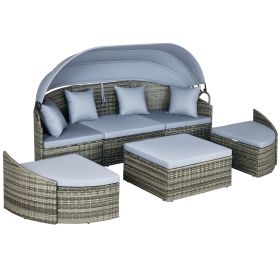 Convertible Rattan Daybed Sectional, Light Grey (Option: Light Gray-800x300x740 mm)