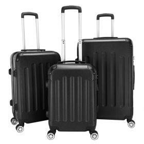 3-in-1 ABS Trolley Case 20 Inches-24 Inches-28 Inches Black (Color: Black)