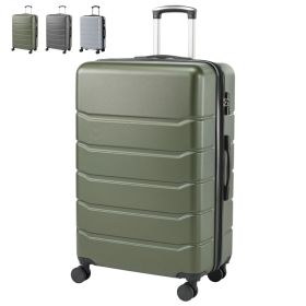 Hard Shell Carry On Suitcase, ABS Spinner Wheel Luggage, Lightweight And Expandable Rolling Travel Bag (Option: Olive green 24in)
