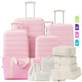 Hardshell Luggage Sets 4 pcs + Bag Spinner Suitcase with TSA Lock Lightweight-16"+20"+24"+28" Luggages (Option: As picture)