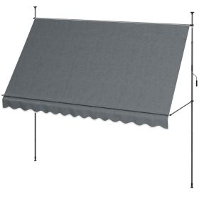 11.5' x 4' Manual Retractable Awning, Non-Screw Patio Awning, UV Resistant for Window or Door, Dark Gray (Option: Dark Gray-1320x150x150 mm)