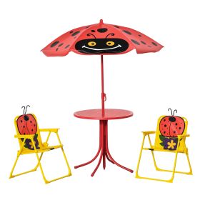 Kids Table and Chair Set, Outdoor Folding Garden Furniture, Picnic Table for Patio Backyard, with Removable & Height Adjustable Sun Umbrella, Ag (Option: Red-750x510x110 mm)
