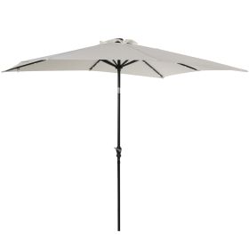 9' x 7' Patio Umbrella Outdoor Table Market Umbrella with Crank, Solar LED Lights, 45° Tilt, Push-Button Operation, for Deck, Backyard, Pool and (Option: White-1840x155x160 mm)