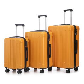 20   24  28  3 Pcs Set In ABS Spinner Wheel Luggage, Carry On Suitcase, Matching Color, TSA Combination Lock (Option: BlackOrange)