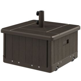 3-in-1 Outdoor Umbrella Base with Wheels and Handles, End Table, Flower Box Planter with Hole, 175 lbs. Capacity, Brown (Option: Brown-640x650x135 mm)
