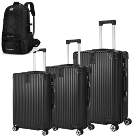 3-piece Hard Shell Luggage Set, Suitable For Both Long-distance And Short Distance Travel. Equipped With Four-wheel Rollers, Password Lock, And H (Color: Black)