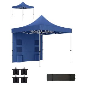 10' x 10' Heavy Duty Pop Up Canopy Tent with Sidewall, UPF50+ Instant Sun Shelter with Storage Pockets, Dark Blue (Option: Blue-290x230x1640 mm)