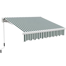 8' x 6.6' Patio Retractable Awning, Manual Exterior Sun Shade Deck Window Cover, Green Striped (Option: Green, White Stripes-1360x280x190 mm)