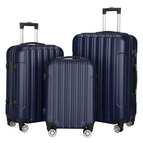 3-in-1 Multifunctional Large Capacity Traveling Storage Suitcase Luggage Set Navy Blue (Option: As picture)
