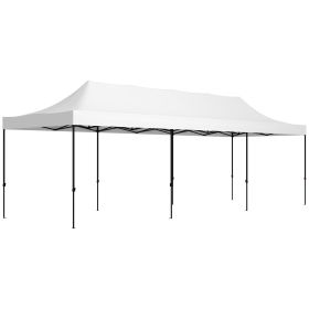 9.5' x 28' Pop Up Canopy Tent, Instant Tent for Parties, Height Adjustable, with Carry Bag and Sand Bags (Option: White-450x405x165 mm)
