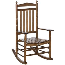 Traditional Wooden High-Back Rocking Chair for Porch, Indoor/Outdoor, Brown (Option: Brown-1200x640x100 mm)