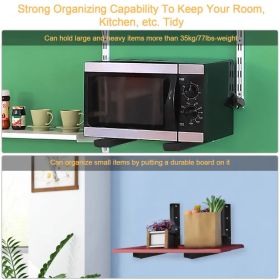 Multi-Functional L-Shape Wall Mount Bracket, Adjustable Retractable Microwave Shelf, Heavy-Duty Anti-Rust Steel Storage Rack for Indoor & Outdoor (Option: Black)