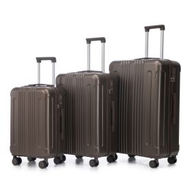 20   24  28  3 Pcs Set In ABS Spinner Wheel Luggage, Carry On Suitcase, Matching Color, TSA Combination Lock (Option: Brown)