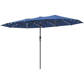Garden Parasol, Double-Sided Sun Umbrella with LED Solar Lights, Patio Parasol for Outdoor, Blue (Option: Blue-1450x410x150 mm)