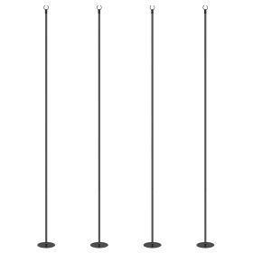4 Pack of 10' String Light Poles, Steel Hanging Lighting Stand for Patio, Backyard, Deck, Wedding, Party, Black (Option: Black-200x120x870 mm)