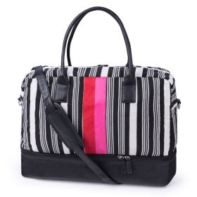 Canvas Weekender Bag, Overnight Travel Carry On Duffel with Shoe Pouch and Toiletry Bag-Stripes (Option: 90911426)