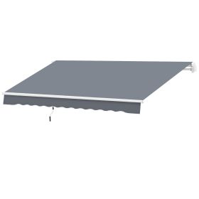 10' x 8' Patio Awning, Manual Retractable Sun Shade with UV Protection and Easy Crank Opening, Dark Gray (Option: Dark Gray-1580x280x190 mm)