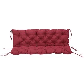 59" x 38" Tufted Bench Cushion for Outdoor Furniture, 3-Seater Replacement for Swing Chair, Patio Sofa/Couch, Wine Red (Option: Wine Red-355x260x550 mm)